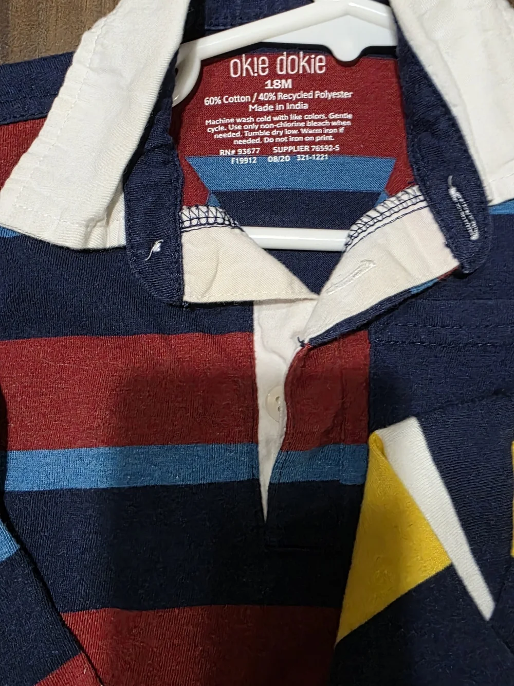 okie dokie Striped Rugby One-Pieces in Navy, Yellow, Red, and Blue